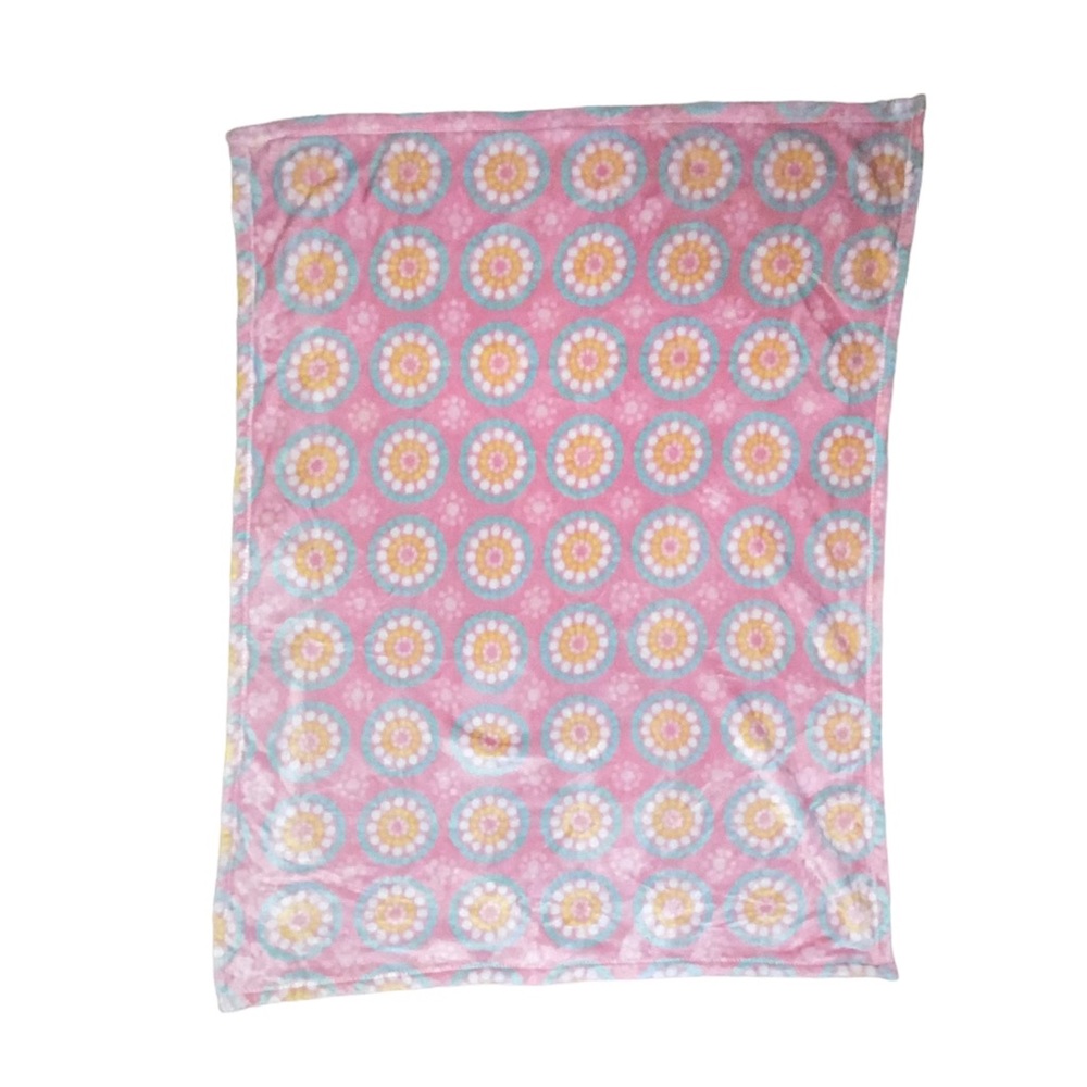Baby Starters pink yellow green fleece Baby Girl’s Size blanket 30”x40”